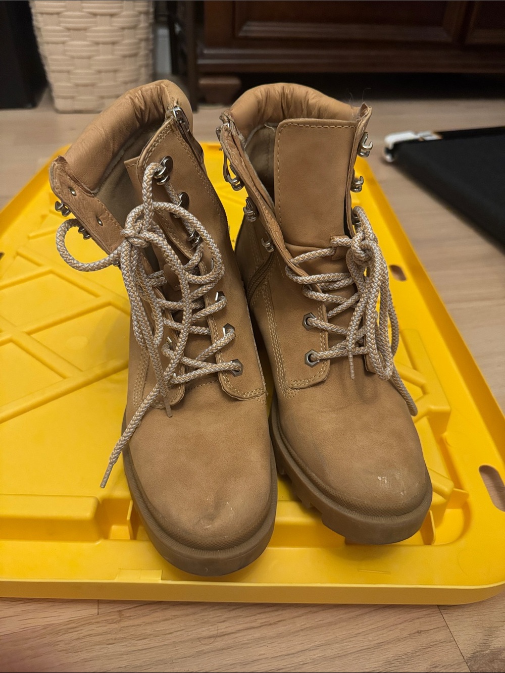 Madden Girl Tan Lace-Up Hiking Boots